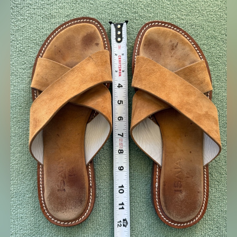 Men's ISAIA Napoli Brown Suede Handmade Criss Cross Slide Sandals EU 44

No Box - Picture 8 of 9